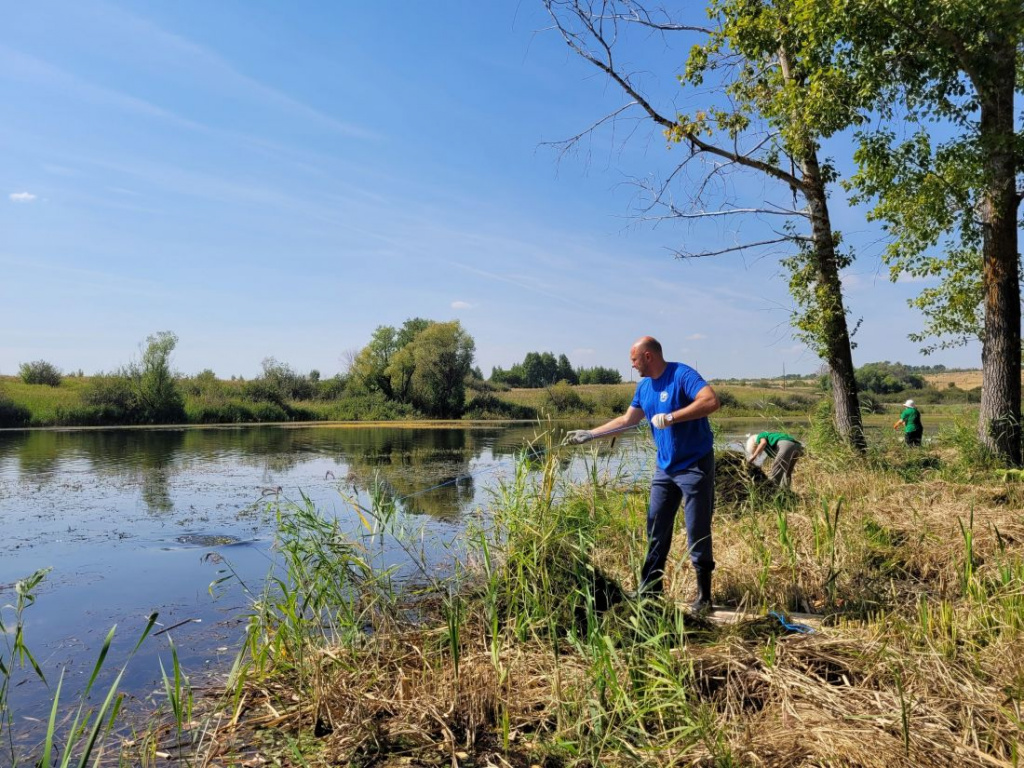01.09.Волонтер вытягивает водоросли со дна.jpeg
